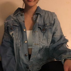 Beautiful ripped oversized denim jacket